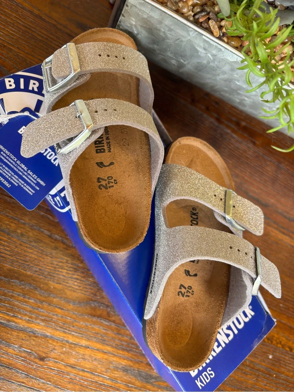 Birkenstock Kids Glitter Double-Buckle Sandals in Gold